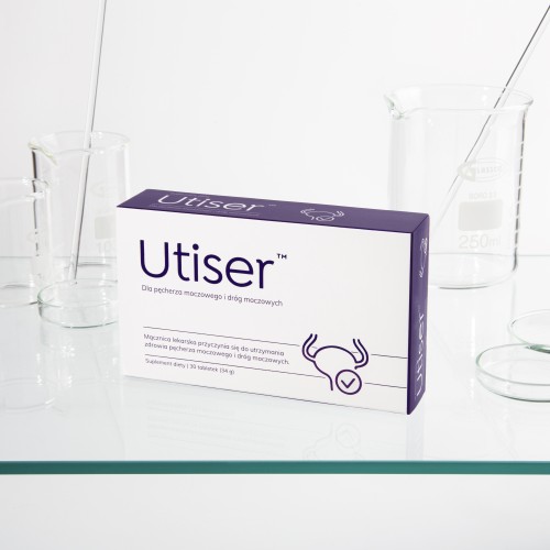 Utiser – suplement diety dla pęcherza i dróg moczowych, opakowanie 14 tabletek - zawiera D-mannozę, ekstrakty rośinn, oraz witaminę D.