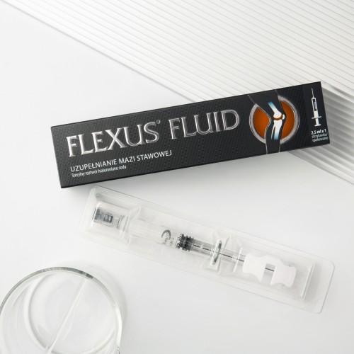 Flexus Fluid – preparat z hialuronianem sodu do uzupełniania mazi stawowej. Wspomaga elastyczność stawów i redukuje tarcie w ich obrębie.