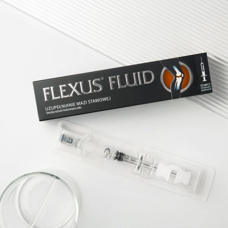 Flexus Fluid – preparat z hialuronianem sodu do uzupełniania mazi stawowej. Wspomaga elastyczność stawów i redukuje tarcie w ich obrębie.