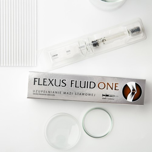 Flexus Fluid One – preparat z hialuronianem sodu w żelu do uzupełniania mazi stawowej, wspomagający ruchomość i zdrowie stawów.
