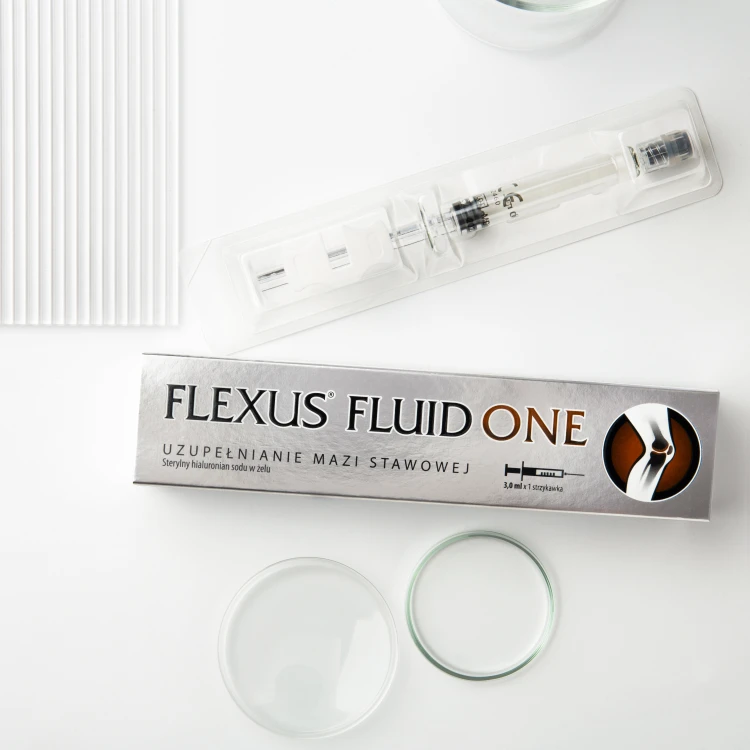 Flexus Fluid One – preparat z hialuronianem sodu w żelu do uzupełniania mazi stawowej, wspomagający ruchomość i zdrowie stawów.