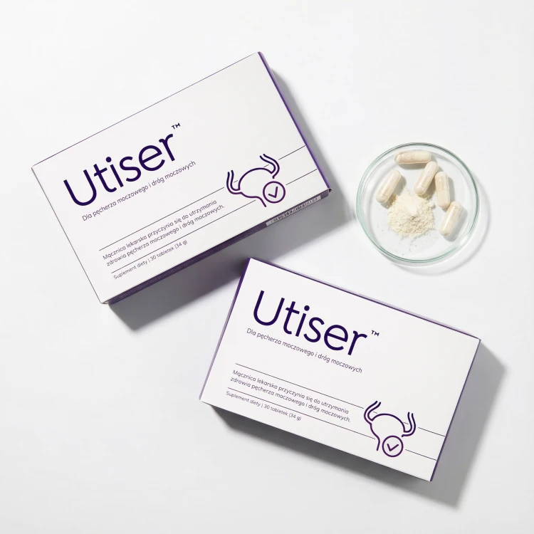 Utiser – zestaw dwóch opakowań suplementu na pęcherz moczowy i drogi moczowe. Kuracja z mącznicą lekarską wspierająca zdrowie układu moczowego.